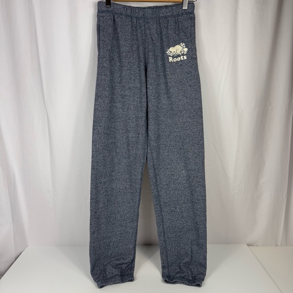 Roots Sweatpants Women's XS Blue Navy Blazer Pepper Joggers Spell-out Drawstring - Picture 1 of 16